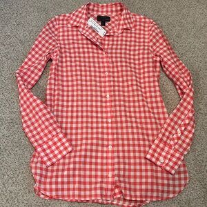 NWT J. Crew “Boy Fit” Button Down Gingham Shirt, 0